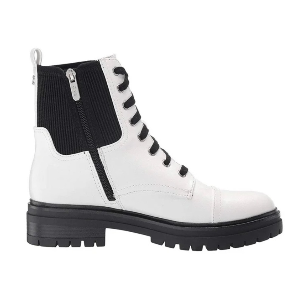Circus by Sam Edelman Boot Sz 8.5 Y2K Giovanny White Faux Leather Lace Up Combat